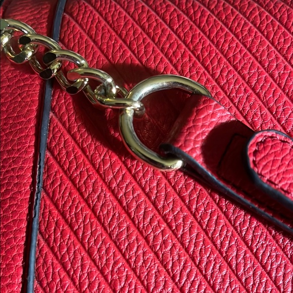 Marc New York Andrew Marc Red Chevron Crossbody Bag with Gold Accents - Picture 11 of 14